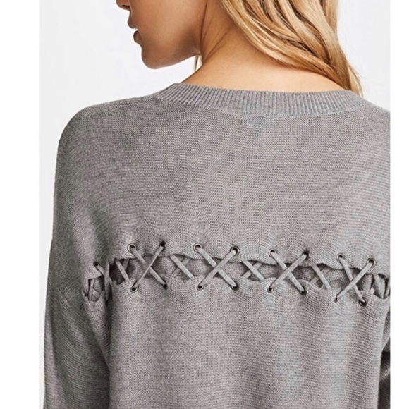 Splendid | Bleeker Cashmere Blend Pullover Sweater L/Sleeve Lace-Up Back Black M - Picture 12 of 16